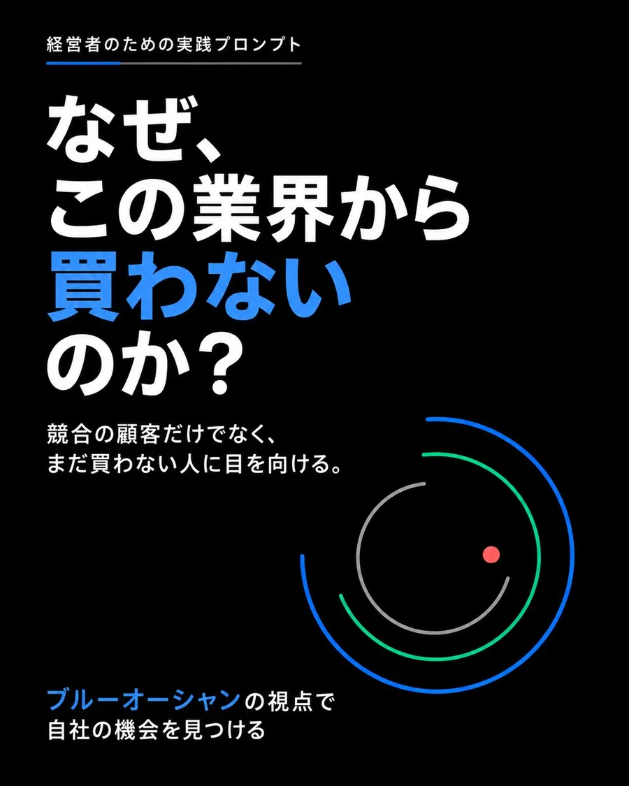 経営者のための実践プロンプト なぜ、この業界から買わないのか？ 競合の顧客だけでなく、まだ買わない人に目を向ける