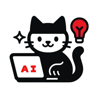 森まりあのアイコン（AIのパソコンを使う黒ネコ）